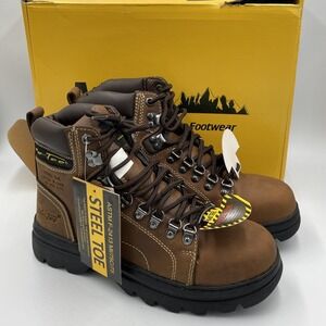 AdTec Womens Brown 6in Steel Toe Crazy Horse Leather Work Boots 2413 Sz 9.5 NEW